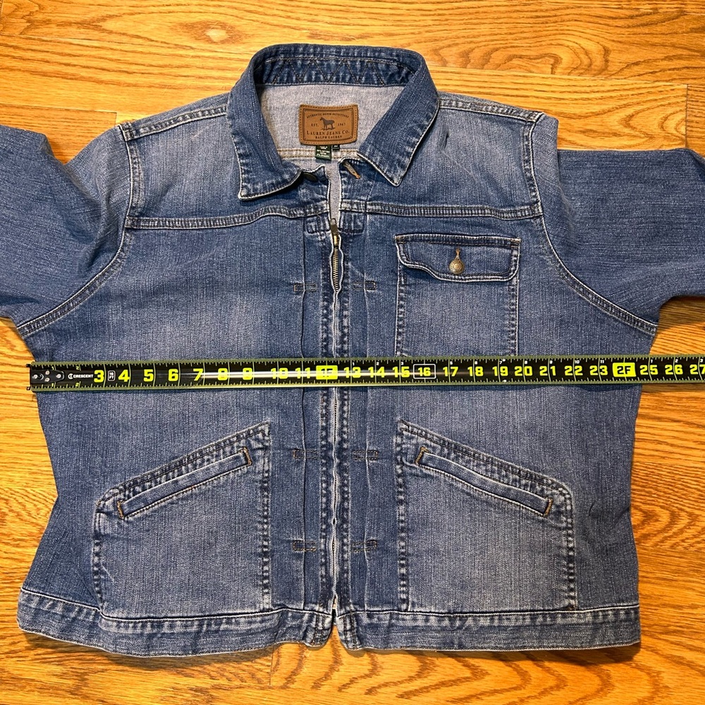 Vintage Y2K Lauren Jeans‎ Co Ralph Lauren Denim Zip Front Stretch Jean Jacket 2X - Picture 5 of 13